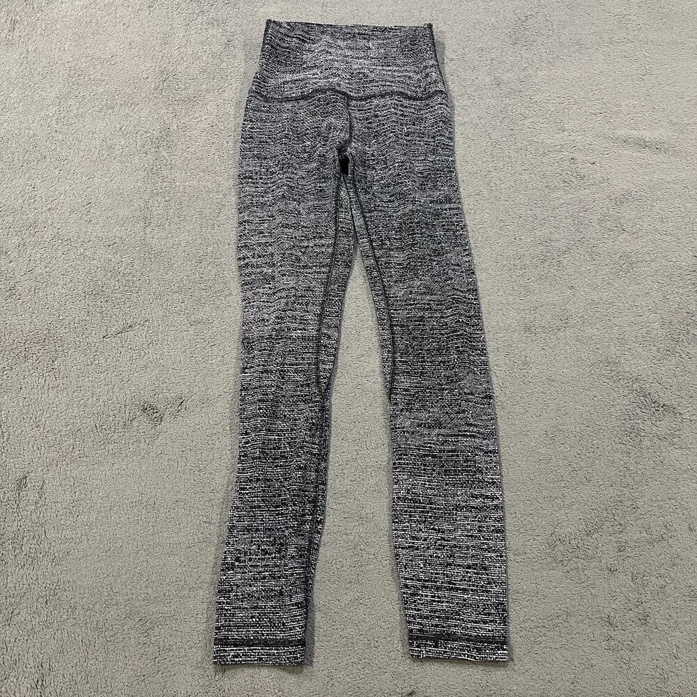 Lululemon Black White High Rise Athletic Yoga Leggings Pants Women's Size 2